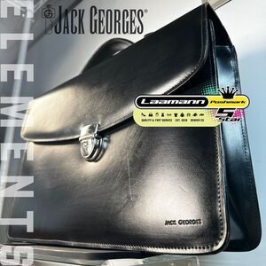 JACK GEORGES®   |  ELEMENTS™ BRIEFCASE  |  BLACK  |  Hand-Made  |  GOOD-COND  |